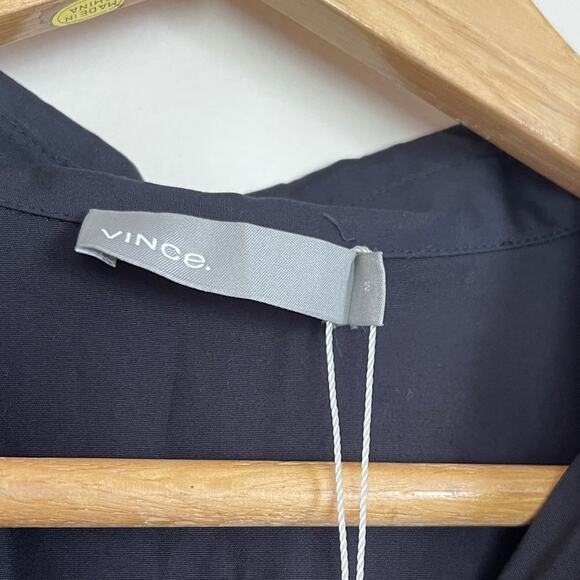 Vince Midi Pleated Pocket Shirtdress Black Size M NEW - Picture 5 of 5